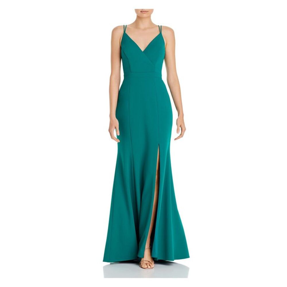 AQUA FORMAL Womens Spaghetti Strap Full-Length Evening Gown Dress